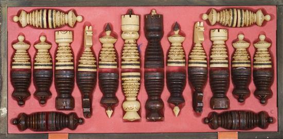 A chess set and board